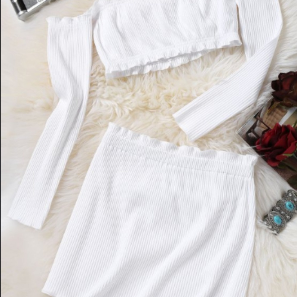 Cropped Off Shoulder Top And Bodycon Mini